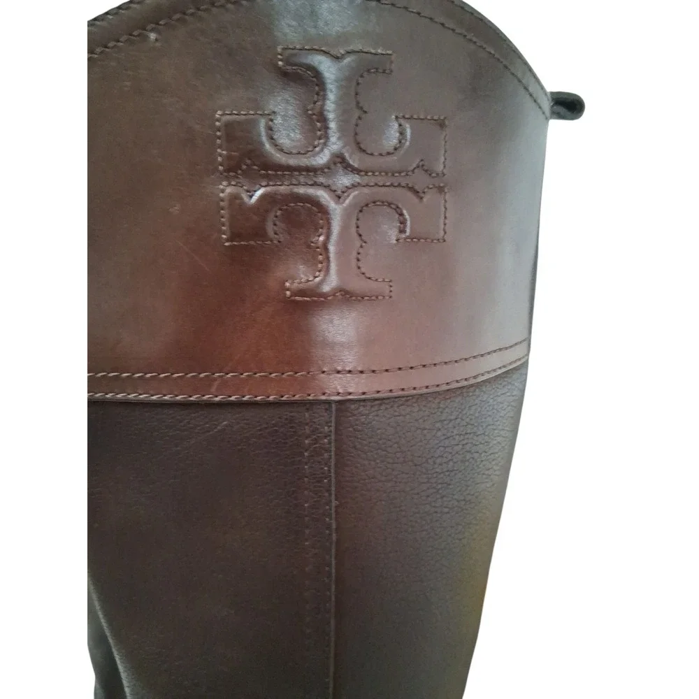 Tory Burch Brown Leather Riding Equestrian Buckle Knee High Boots Women's Size 7